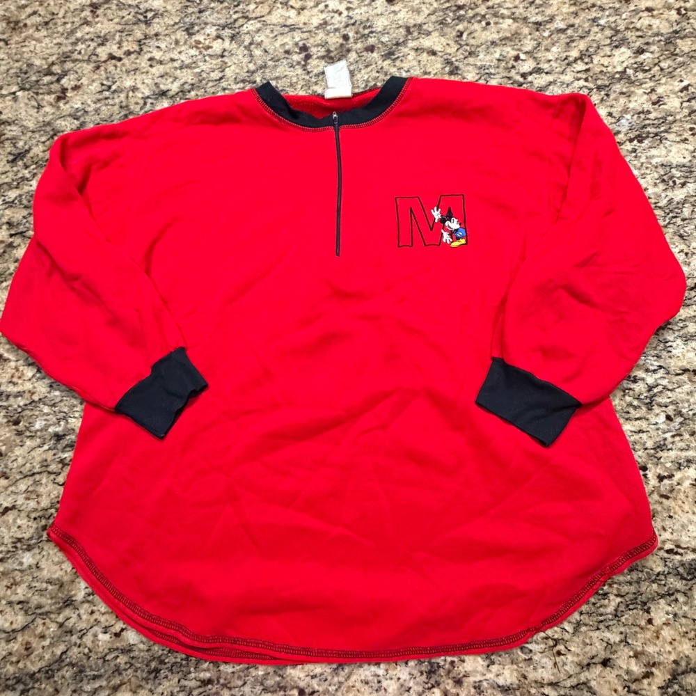 Vintage Mickey &‎ Co Disney Sweatshirt Red Quarter Zip Pullover Womens Large
